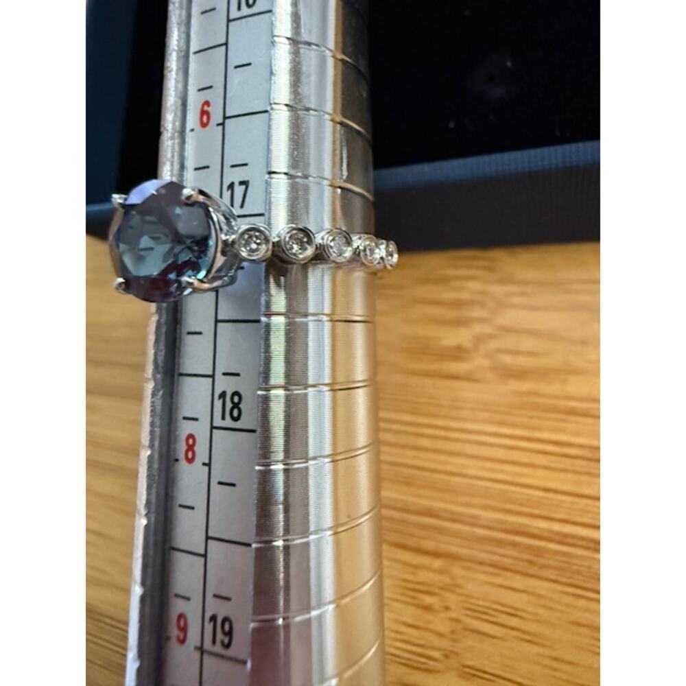 Color Changing Lab Alexandrite & Lab Diamond Sterling Silver 925 Ring Sz 7 - Picture 12 of 12